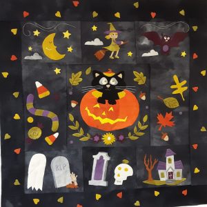 Spooktacular Halloween Night Wool Applique Quilt